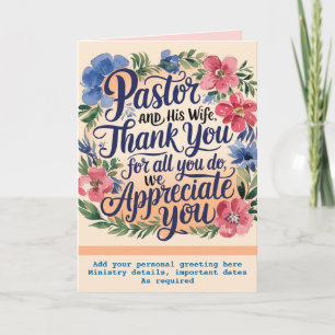 ✝️ Pastor Pastor's Wife Appreciation Anniversary   Thank You Card