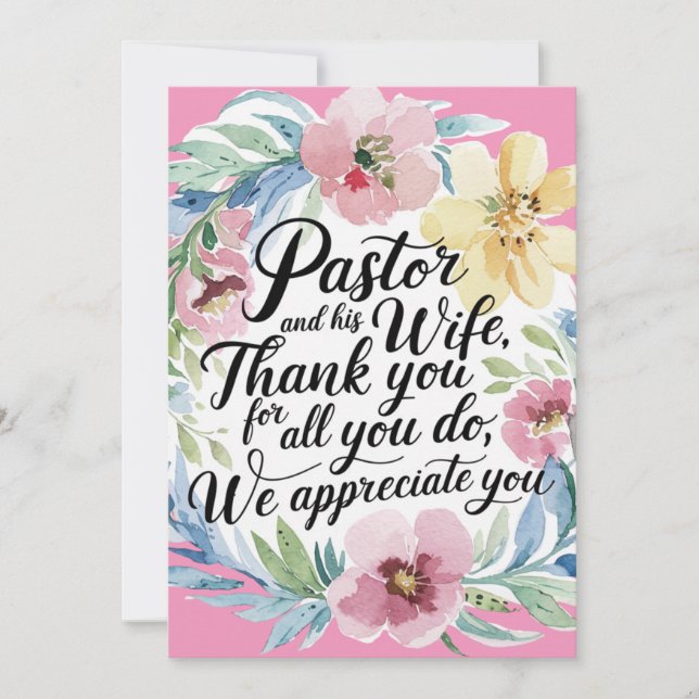 ✝️ Pastor Pastor's Wife Appreciation Anniversary   Thank You Card (Front)