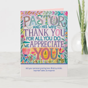 ✝️ Pastor Pastor's Wife Appreciation Anniversary   Thank You Card