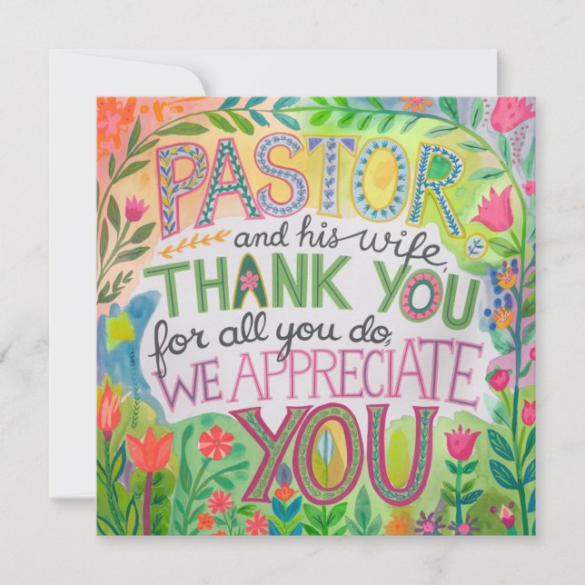 ✝️ Pastor Pastor's Wife Appreciation Anniversary   Thank You Card (Front)