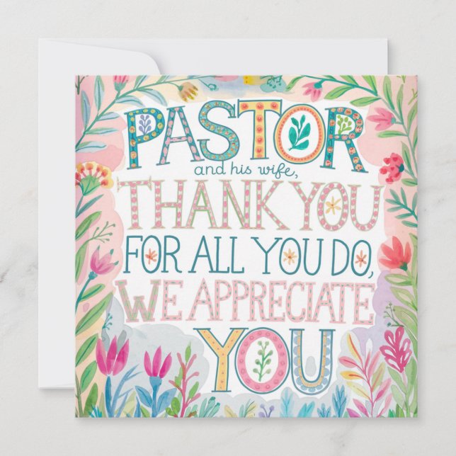 ✝️ Pastor Pastor's Wife Appreciation Anniversary   Thank You Card (Front)