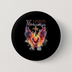 Pastor - Praying Hands Before Sacred Heart 6 Cm Round Badge