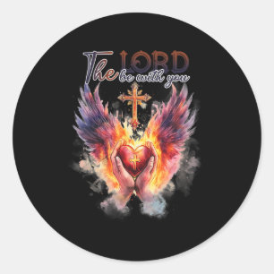 Pastor - Praying Hands Before Sacred Heart Classic Round Sticker