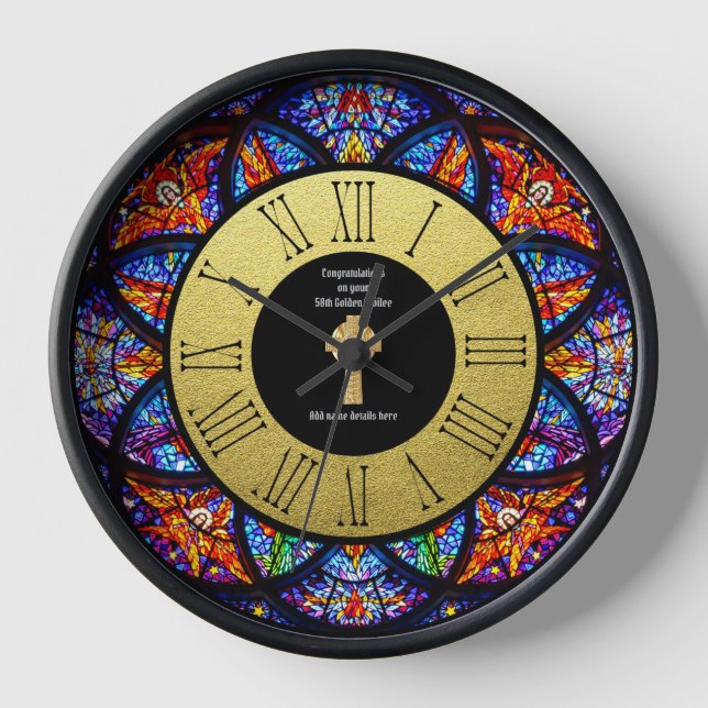 Pastor Priest Ordination Anniversary Stained Glass Clock (Front)