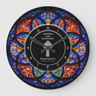 Pastor Priest Ordination Anniversary Stained Glass Large Clock