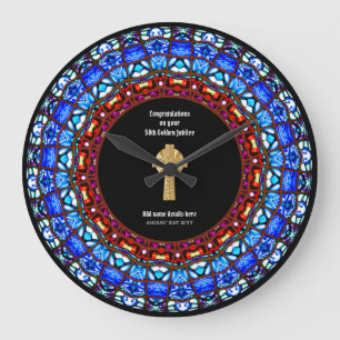 Pastor Priest Ordination Anniversary Stained Glass Large Clock