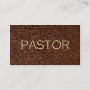 Pastor Rustic Brown Leather Church Business Card