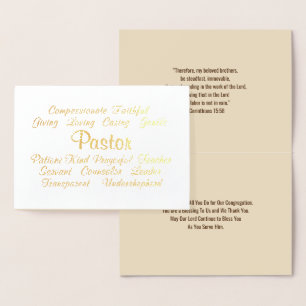 Pastor Thank You Foil Card