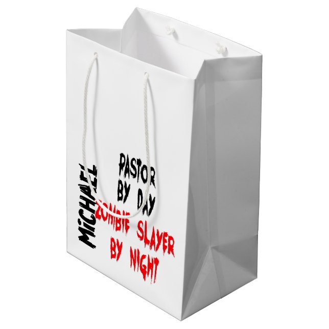 Pastor Zombie Slayer CUSTOM Medium Gift Bag (Back Angled)