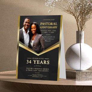Pastoral Anniversary Black & Gold Frame Church 