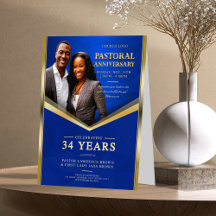 Pastoral Anniversary Blue & Gold Frame Church 