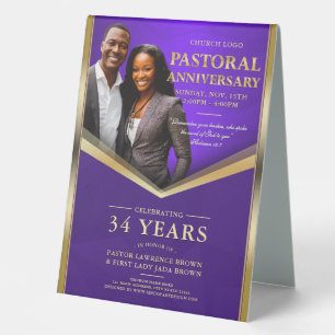 Pastoral Anniversary Purple & Gold Frame Church