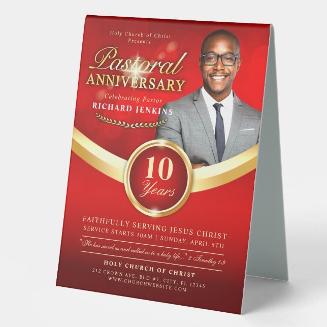 Pastoral Anniversary Red & Gold Church Event (Front)