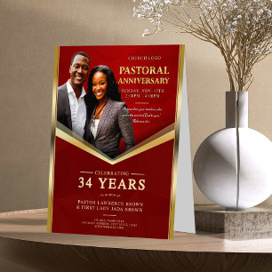 Pastoral Anniversary Red & Gold Frame Church