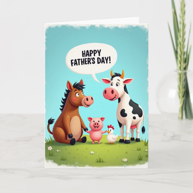Pastoral Fathers Day Animals Card (Front)