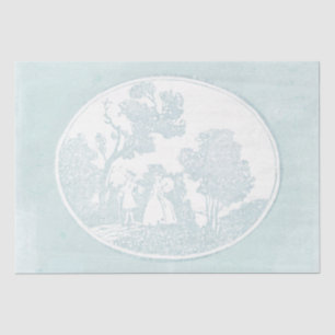Pastoral Scene Couple Forest Vintage French Teal   Tissue Paper