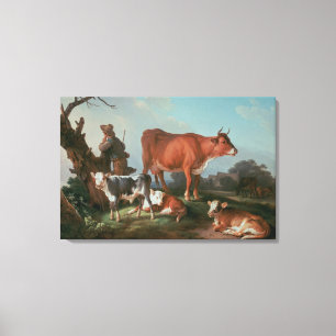 Pastoral scene with a cowherd canvas print