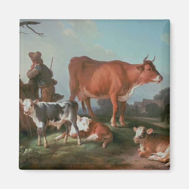 Pastoral scene with a cowherd magnet (Front)