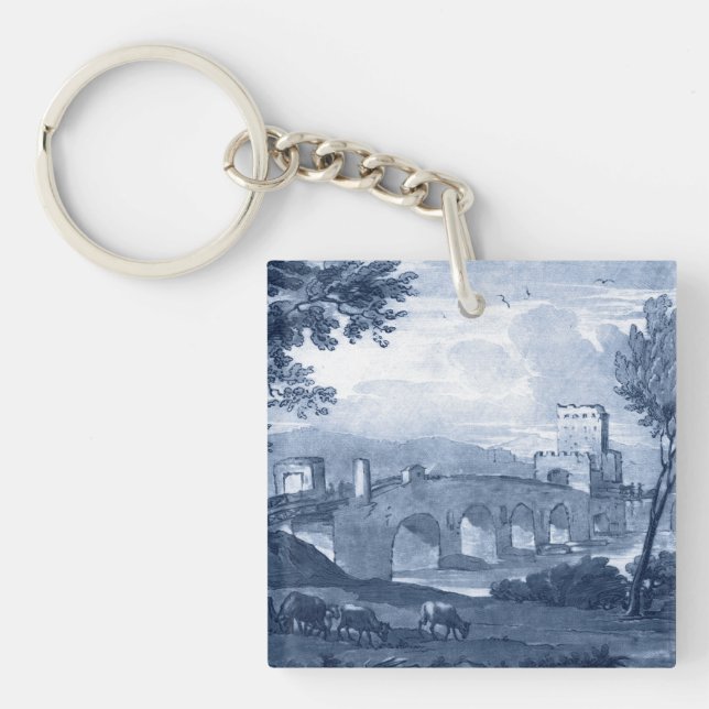 Pastoral Toile - Bridge Key Ring (Front)