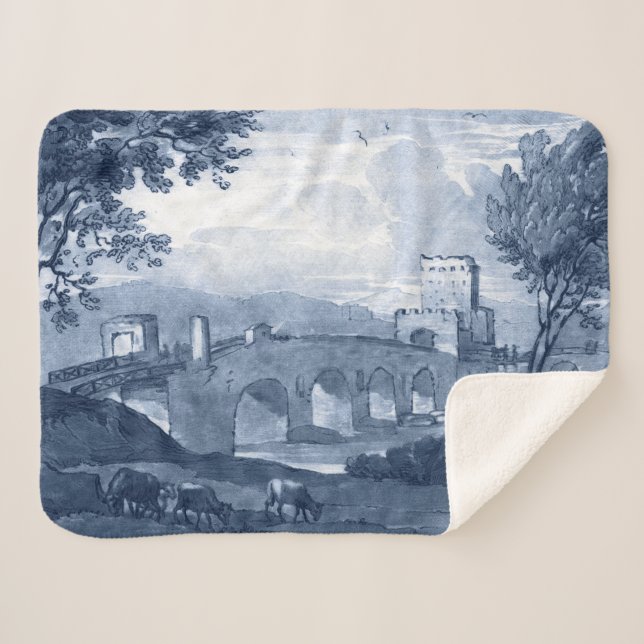 Pastoral Toile - Bridge Sherpa Blanket (Front (Horizontal))