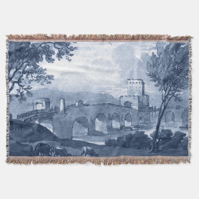 Pastoral Toile - Bridge Throw Blanket (Front)
