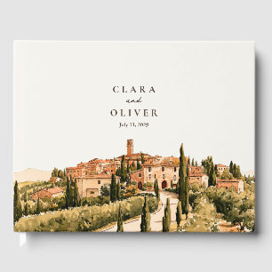 Pastoral Tuscan Hill Town Terracotta Wedding  Guest Book