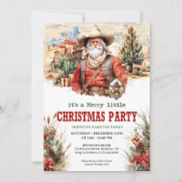 Pastoral watercolor wild west Santa cowboy