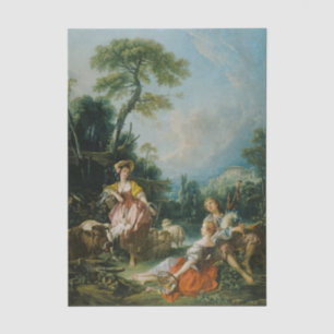 Pastoral with a Bagpipe Player by Francis Boucher  Tissue Paper