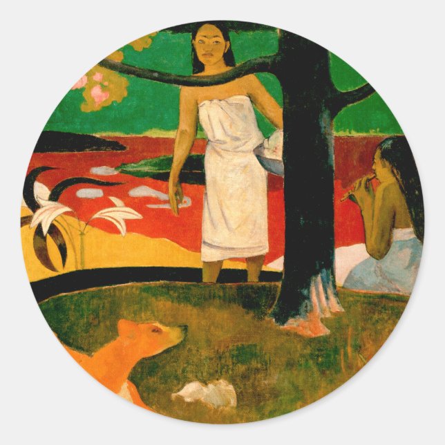 ‪Pastorales Tahitiennes‬ by Paul Gauguin Classic Round Sticker (Front)