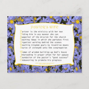Pastor's Wife (Acrostic) Postcard