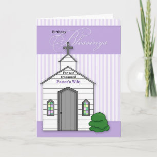 Pastor's Wife Birthday Blessings Church Purple Card