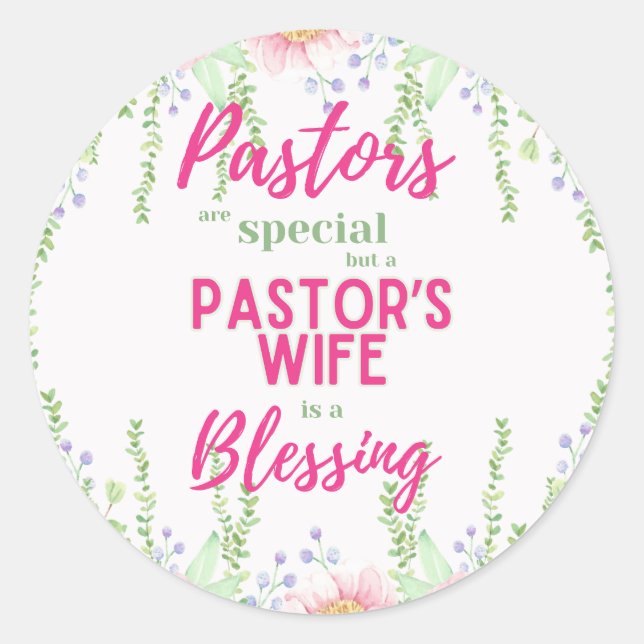 ✝️ Pastor's Wife Wives Appreciation Gift Thank You Classic Round Sticker (Front)