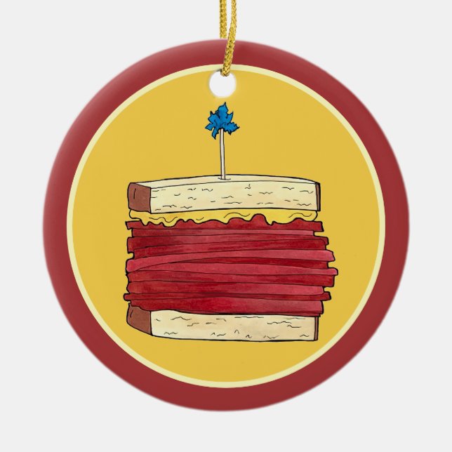 Pastrami on Rye NYC Kosher Jewish Deli Sandwich  Ceramic Tree Decoration (Front)