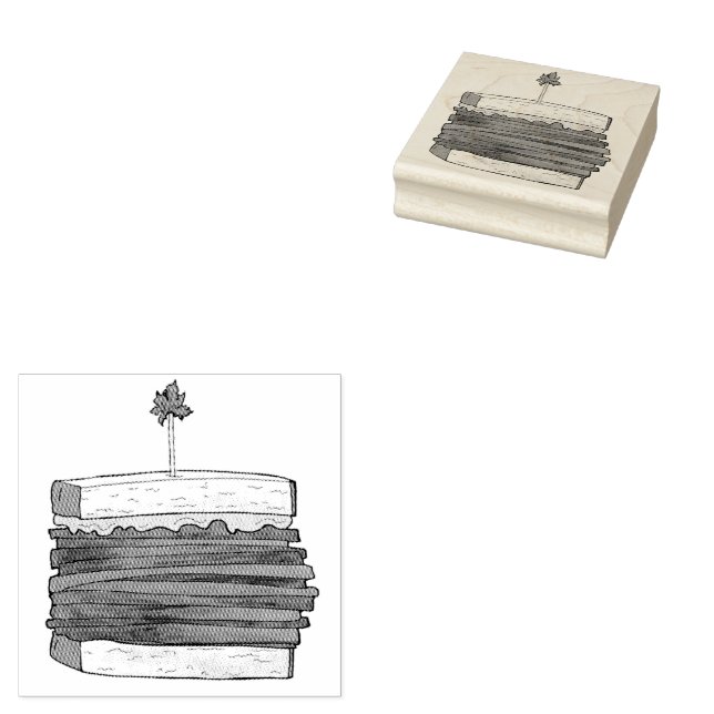 Pastrami on Rye NYC Kosher Jewish Deli Sandwich Rubber Stamp (Stamped)