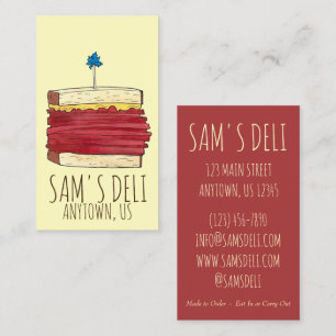 Pastrami Sandwich Jewish Deli Food Restaurant Chef Business Card