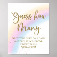 Pastrel Rainbow Guess How Many Baby Shower Game