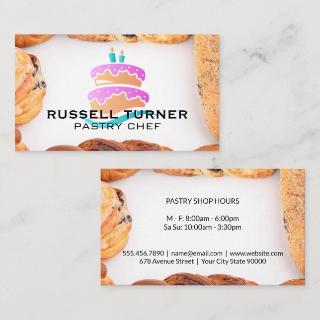 Pastries | Cake Logo Business Card (Front/Back)