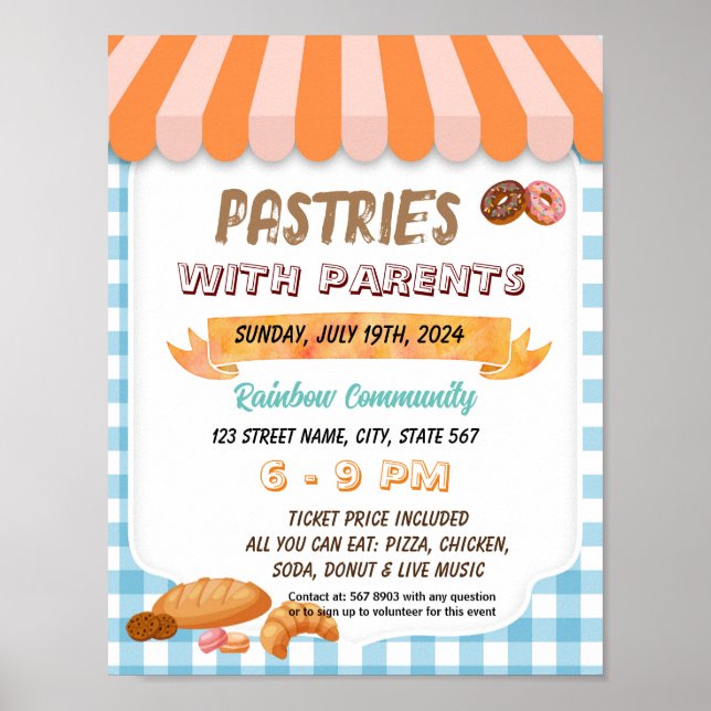 Pastries for Parents flyer poster template (Front)