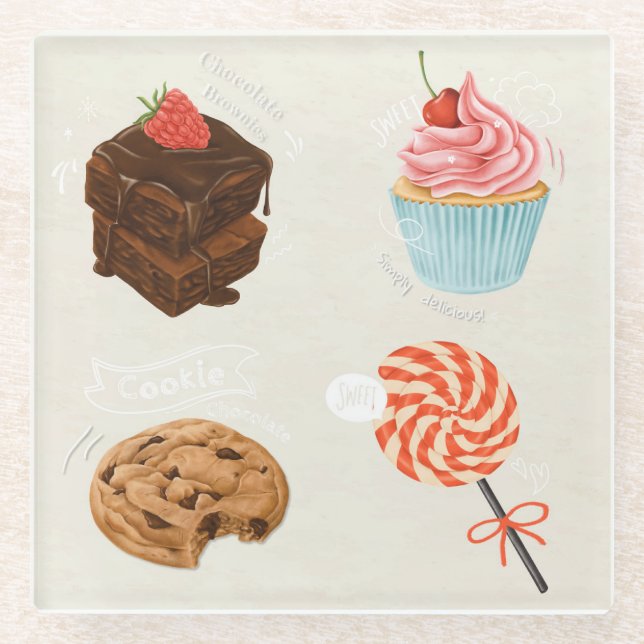 Pastries Glass Coaster (Front)