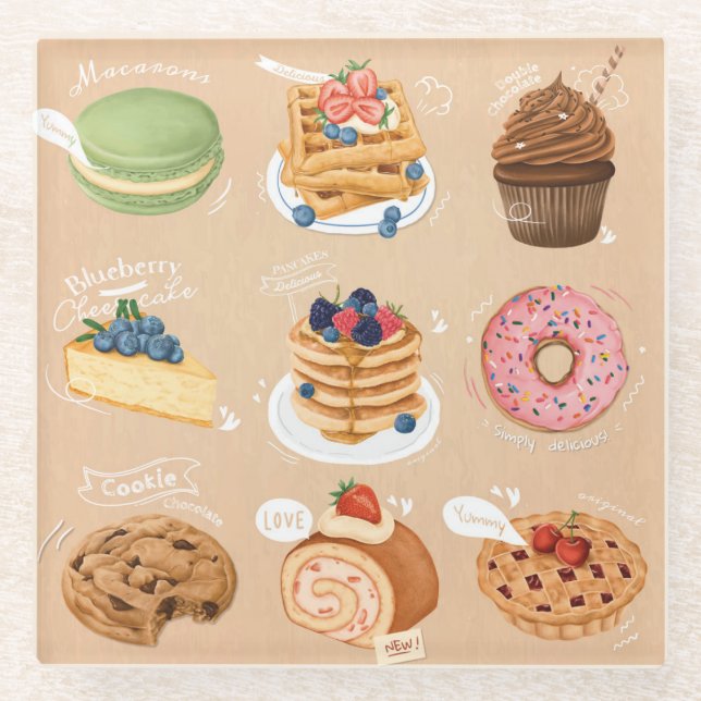 Pastries Glass Coaster (Front)