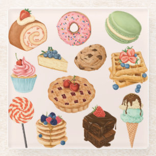 Pastries Glass Coaster
