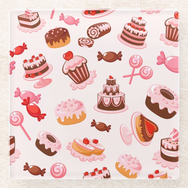Pastries Glass Coaster (Front)