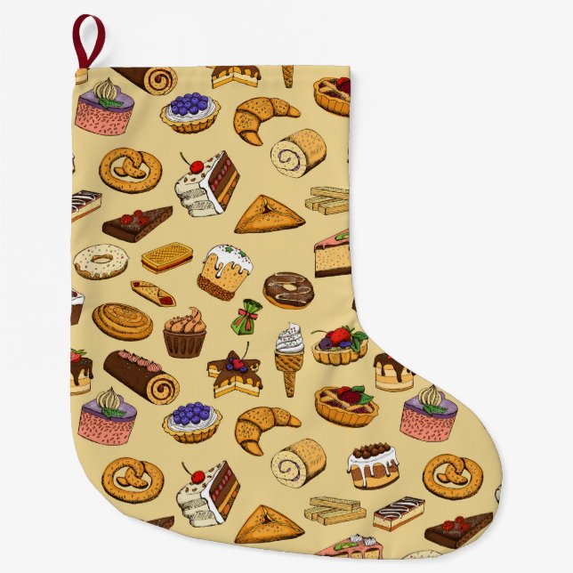 Pastries Large Christmas Stocking (Front)