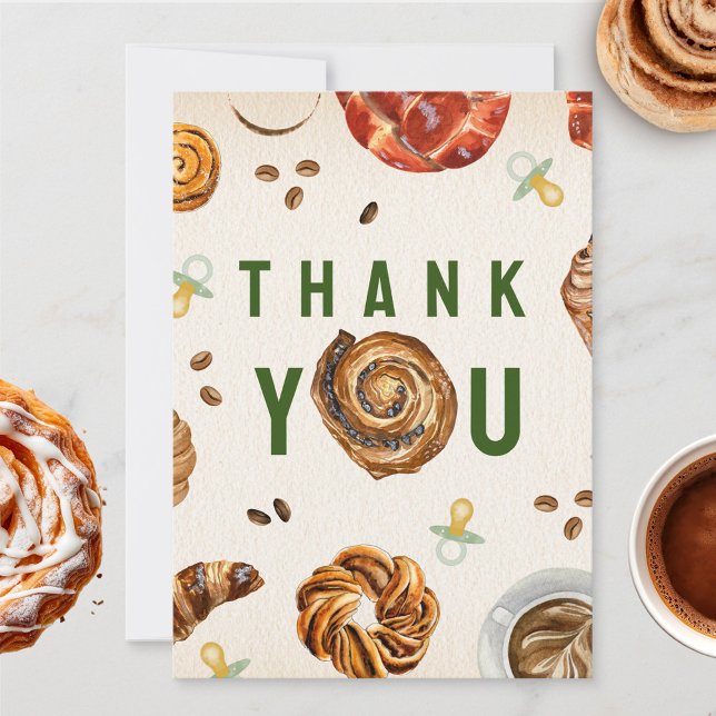 Pastries + Pacifiers Baby Shower Brunch Thank You Card (Creator Uploaded)
