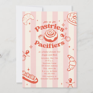 Pastries & Pacifiers Doodle Pink Girl Baby Shower Invitation