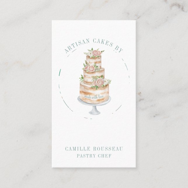 Pastry Bakery Chef Baker Elegant Cake  Business Card (Front)