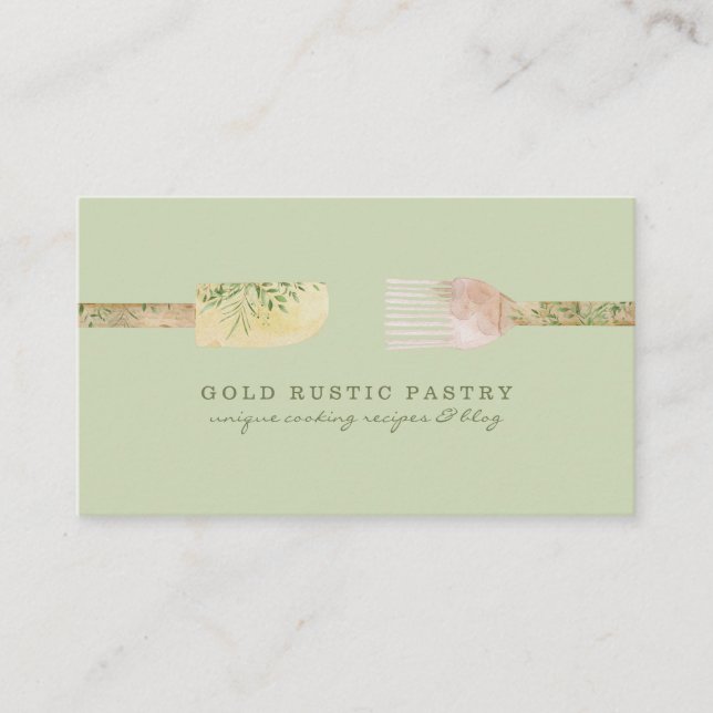 Pastry bakery chef Grayish green Business Card (Front)