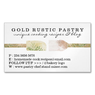 Pastry bakery chef Social Media Cook Blogger Magnetic Business Card