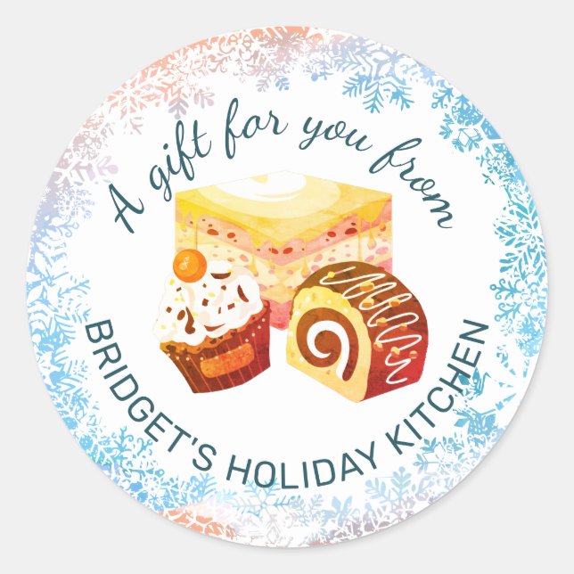 Pastry bakery Christmas baking personalised Classic Round Sticker (Front)