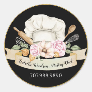 Pastry Chef Bakers Tools Pink Black Product Labels